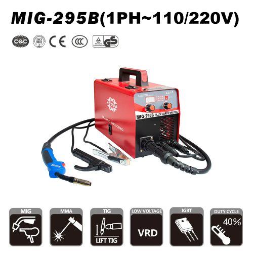 MIG 295B - Multifunction Flux Core Gasless 1/5kg MIG Welding Machine1Ph~110/220V